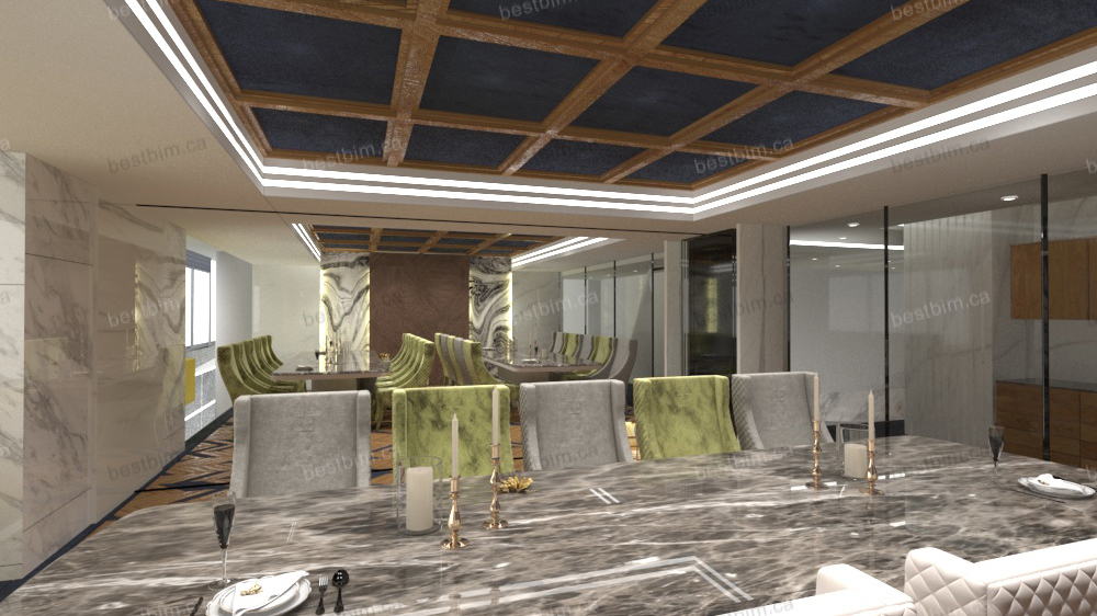 restaurant interior design and render